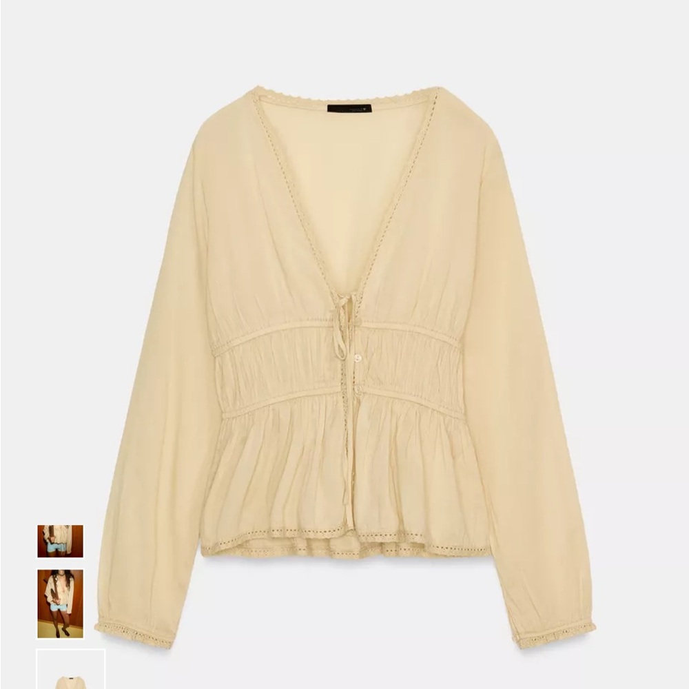 Zara EMBROIDERED GAUZE SHIRT
